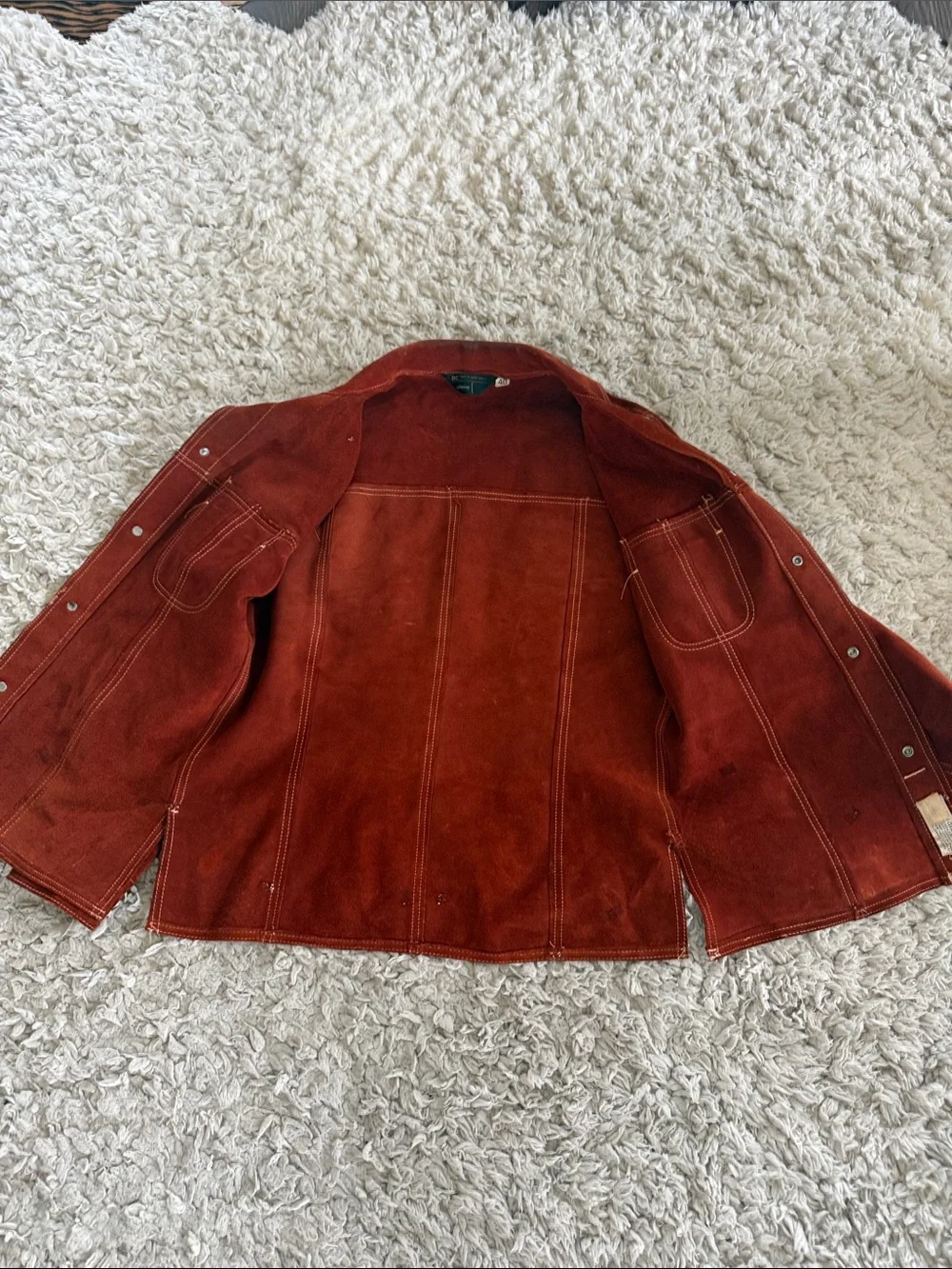 Vintage Rust Suede Button-Front Jacket